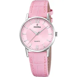 Quarzuhr FESTINA Armbanduhren rosa Damen Armbanduhr, Damenuhr, Lederarmband, analog