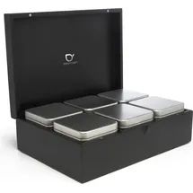 Bredemeijer großes schwarzes edles Teebox Set 7-teilig inkl. 6 Teedosen, Schwarz
