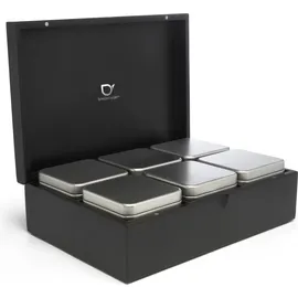 Bredemeijer großes schwarzes edles Teebox Set 7-teilig inkl. 6 Teedosen, Schwarz