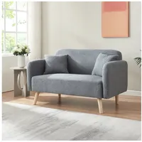 [en.casa] 2-Sitzer Midt 132x70x81 cm Bouclé Grau