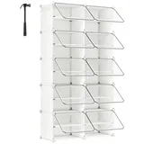 Songmics Schuhregal 83 x 156 x 32 cm 10 Fächer / transparent/weiß