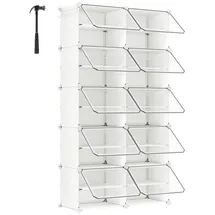 Songmics Schuhregal 83 x 156 x 32 cm 10 Fächer / transparent/weiß