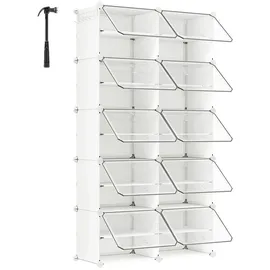 Songmics Schuhregal 83 x 156 x 32 cm 10 Fächer / transparent/weiß