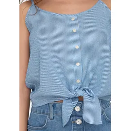 Only Onllecey Sl Knot Singlet Noos Cloud Dancer/Stripes Blau L
