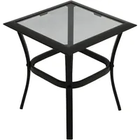 DEGAMO Beistelltisch ZAGREB 46x46x48cm, Stahl schwarz + Glas grau