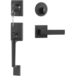 VEVOR Eingangstürgriff und Riegel-Set, mattschwarz, quadratischer Griff mit Hebel
