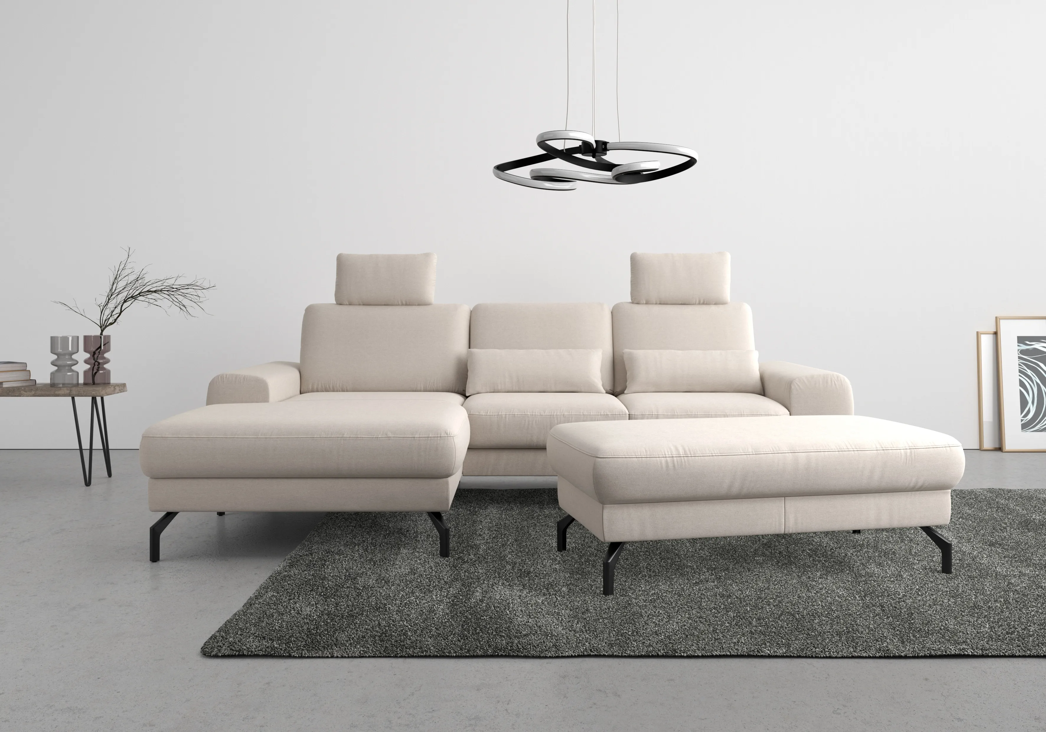 Ecksofa SIT&MORE "Cinturo L-Form" Sofas Gr. B/H/T: 283 cm x 91 cm x 175 cm, Lu x us-Microfaser Euphoria, mega-Recamiere links, inklusive Sitztiefenverstellung-inklusive Federkern, grau (elephant) Ecksofas inklusive Sitztiefenverstellung und Federkern, Sitzhöhe 48 cm