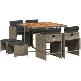 vidaXL Garten-Essgruppe 9-tlg. Grau