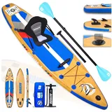 DURAERO Inflatable SUP-Board Stand Up Paddle Board Aufblasbar, SUP Board Set in Holzoptik