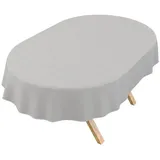 ANRO Tischdecke DanceDirty abwaschbar Leinenoptik wetterfest Falschuni Modern (Einzelstück 1-tlg, eine Tischdecke), Stofftischdecke schmutzabweisend 160x140cm Uni Hellgrau grau Oval | 140 cm x 160 cm