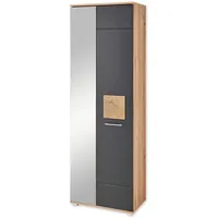 Innostyle Garderobenschrank Schwarz, Eiche Artisan Metall, 2 Fächer, 65x195x38