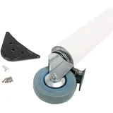 MS Beschläge Tischbein Möbelfuss auf Rolle mit Bremse ø 60mm Höhe 710 mm Weiss Tischfuss