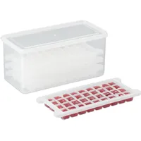 Relaxdays Eiswürfelform Set, 5 Eiswürfelschalen, BPA-frei, Behälter und Deckel,