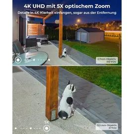 Reolink 4K WLAN Überwachungskamera Außenbereich,Innenbereich 8MP,Farbige Nachtsicht,2,4/5 GHz Dualband-WLAN,Intelligente Erkennung, - Weiß