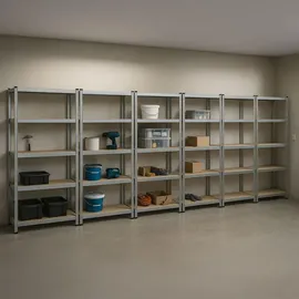Juskys Lagerregal Metall 180 x 90 x 40 cm Silber