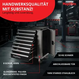 Mephisto Werkzeugwagen Stahl grau 8 Schubladen unbestückt
