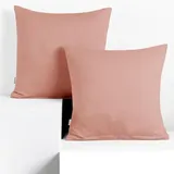 DecoKing 2 Kissenbezüge 80x80 cm Jersey 100% gekämmte Baumwolle Reißverschluss Lachs Amber