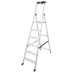 Stufenstehleiter Solido, Aluminium, extrem rutschfeste Plattform, 6 Stufen