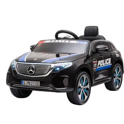 Kikkaboo Kinder Elektroauto Mercedes Benz EQC400 Police Fernbedienung EVA-Räder schwarz