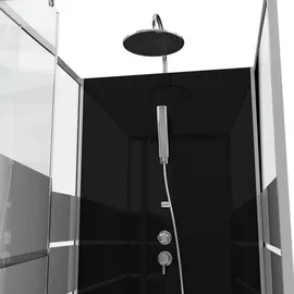 Aurlane Komplettdusche mit Drehtür 90 x 225 cm Schwarz/Grau/Silber Sicherheitsglas
