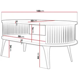 Mirjan24 Couchtisch Roenni Oval, Wohnzimmer, Wohnzimmertische, Couchtische