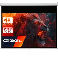 Celexon basic Rollo-Leinwand 110" | 240x135 cm 16:9 | ausziehbare Full-HD 4K Beamer-Leinwand für Heimkino oder Büro-Präsentationen | Projektions...
