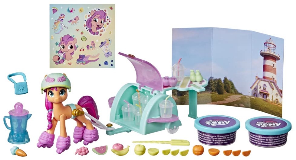 My Little Pony: A New Generation Smoothie Shop Sunny Starscout – Storyszenen-Spielzeug, 25 Accessoires und Ponyfigur, Multi