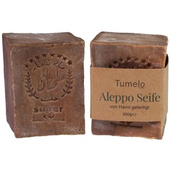 Tumelo Feste Duschseife 2x Original Aleppo Seife 200g, Naturseife 60% Olivenöl 40% Lorbeeröl, 60-tlg.