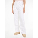 Tommy Hilfiger Straight-Jeans »RELAXED STRAIGHT HW PAM«, mit Logo-Badge, Gr. 33 - Länge 32, Optic white, , 72087553-33 Länge 32