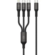 Wisam® 3in1 Kabel USB-C - Lightning + 2x USB-C 1,2m 60W | Schwarz