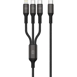 Wisam® 3in1 Kabel USB-C - Lightning + 2x USB-C 1,2m 60W | Schwarz