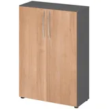 bümö Aktenschrank, Graphit, Nussbaum, Nachbildung,Nussbaum, 2 Fächer, Rechteckig, 80x114.4x35 cm, FSC Mix, Arbeitszimmer, Aktenschränke