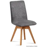 58 aufm Kessel Esszimmerstuhl Küchenstuhl drehbar (2er-Set) Donni 47x92x60 Eiche geölt/Marsala (Lieferung bis Verwendungsstelle, 2 St), Stabiles Gestell aus Massivholz pflegeleichter Bezug aus Microfaser grau