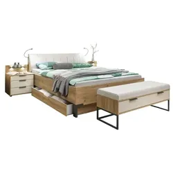 Bett Estiva 200x210 cm Eiche modern, mit Schubkasten höhenverstellbar