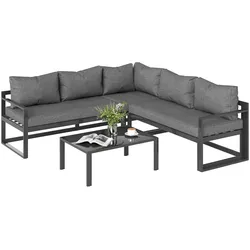 Outsunny Gartenmöbel-Set Aluminium, gehärtetes Glas