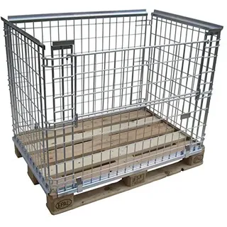 GERSO Gitteraufsatzrahmen für Europaletten Gitterbox EPAL 120x80cm aus Metall belastbar ideal für Warenlager Logistik