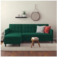 Dorel Home Ecksofa Hartford II, mit Bettfunktion und Stauraum, Recamiere beidseitig montierbar grün