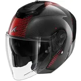 Shark RS Jet Carbon Ikonik, Jethelm - Schwarz/Rot - M