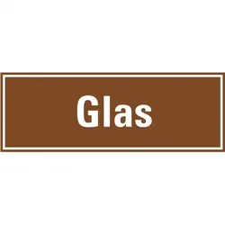 Aufkleber I Hinweisschild Glas, braun/weiß, Folie, selbstklebend, 297x105mm