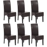 CHEFGASTRO 6er-Set Esszimmerstuhl Stuhl Küchenstuhl klassisch und zeitlos HxBxT 90x43x56cm Sitzhöhe 45cm Kunstleder dunkle Beine Braun