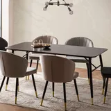 FineBuy Esszimmertisch FineBuy Marmor Optik Schwarz Esstisch Küchentisch Tisch Esszimmer Schwarz