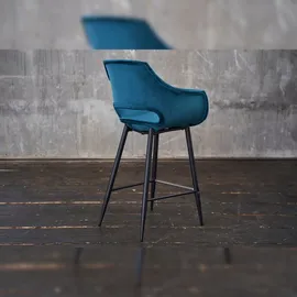 KAWOLA Barhocker ZAJA Barstuhl Sitzhöhe 76 cm Velvet petrol