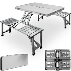 CASARIA® Campingtisch Klappbar mit Stühlen Schirmständer Alu Camping Klapptisch