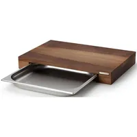 Continenta Schneidebrett Walnuss mit Edelstahl-Schublade 48 x 32,5 cm Braun