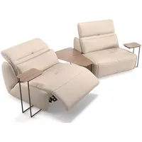Sofanella - Leder 2-Sitzer mit Tischen modica Creme s: 228 Breite x 98 Tiefe - Creme