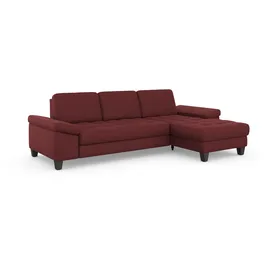 sit&more Ecksofa SIT & MORE "Westham L-Form", rot (bordeaux), B:275cm H:88cm T:172cm, 100% Polyester, Sofas, Ecksofa, Recamiere, mit oder ohne Bettfunktion, Bettkasten, Füße wengefarben