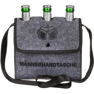 Out of the Blue Männerhandtasche für 3 Flaschen Filz Grau
