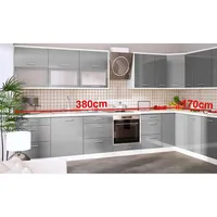 extom Winkelküche Brerra L-Form 380 x 170 cm weiß / fenstergrau hochglanz