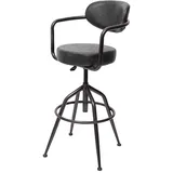 Mendler Barhocker HWC-H10f, Barstuhl Tresenhocker Drehhocker, höhenverstellbar Industrial Wildleder-Optik ~ vintage grau