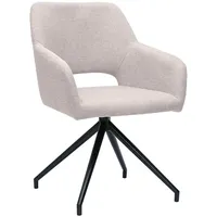 Miliboo Drehstuhl 360° aus beigem Textur-Veloursstoff und schwarzem Metall